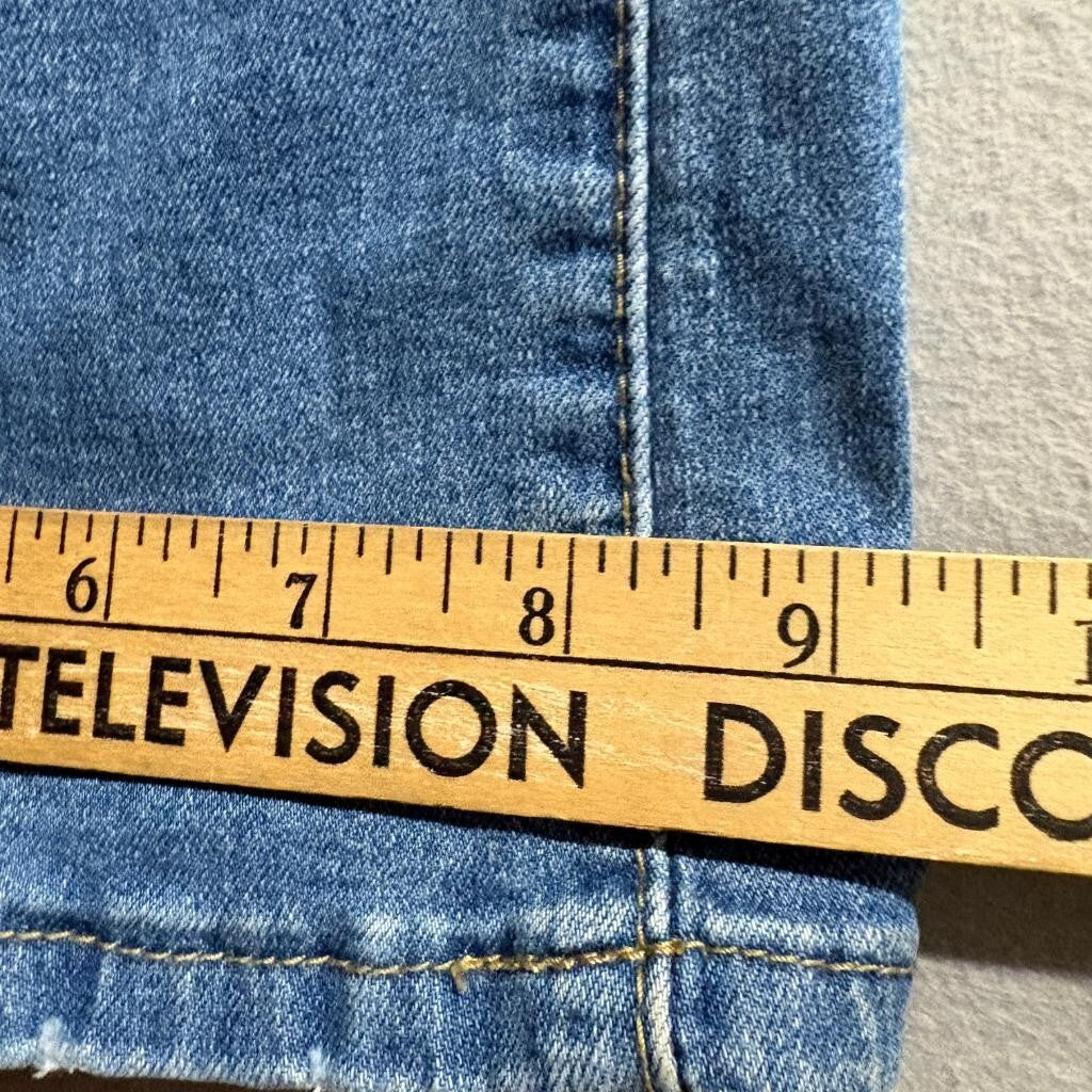 Unbranded Distressed Wide Leg Jeans Womens Size M Blue Denim Button Fly Stretch