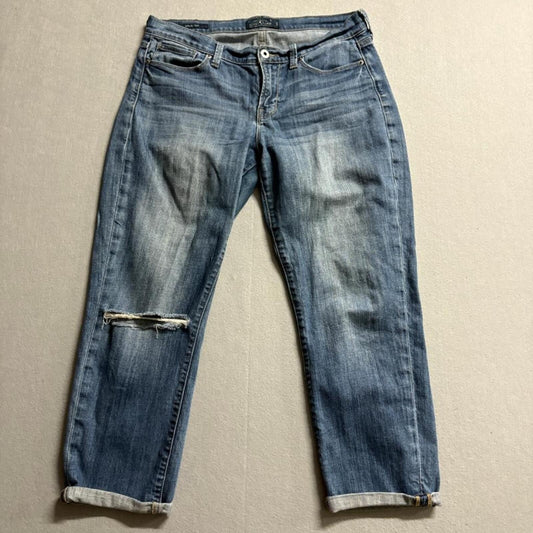 Lucky Brand Mollie Crop Jeans Womens 10/30 Blue Distressed Denim Cuffed