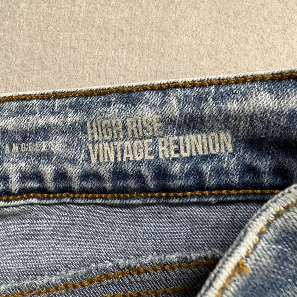 Rewash Vintage Reunion High Rise Distressed Jeans Womens Size 9 Acid Wash Fringe