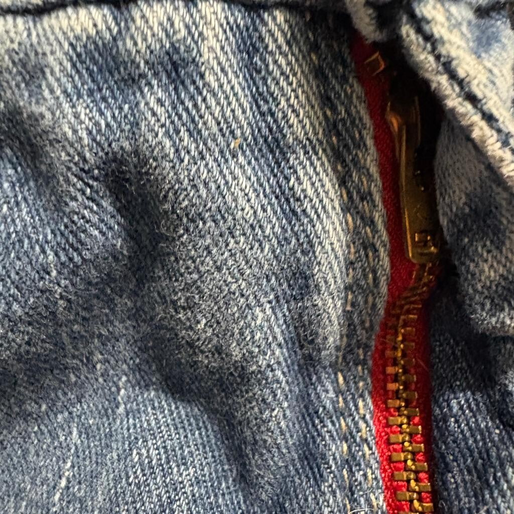 Dickies Flannel Lined Jeans Womens 6 Medium Wash Denim Straight Leg Red Plaid