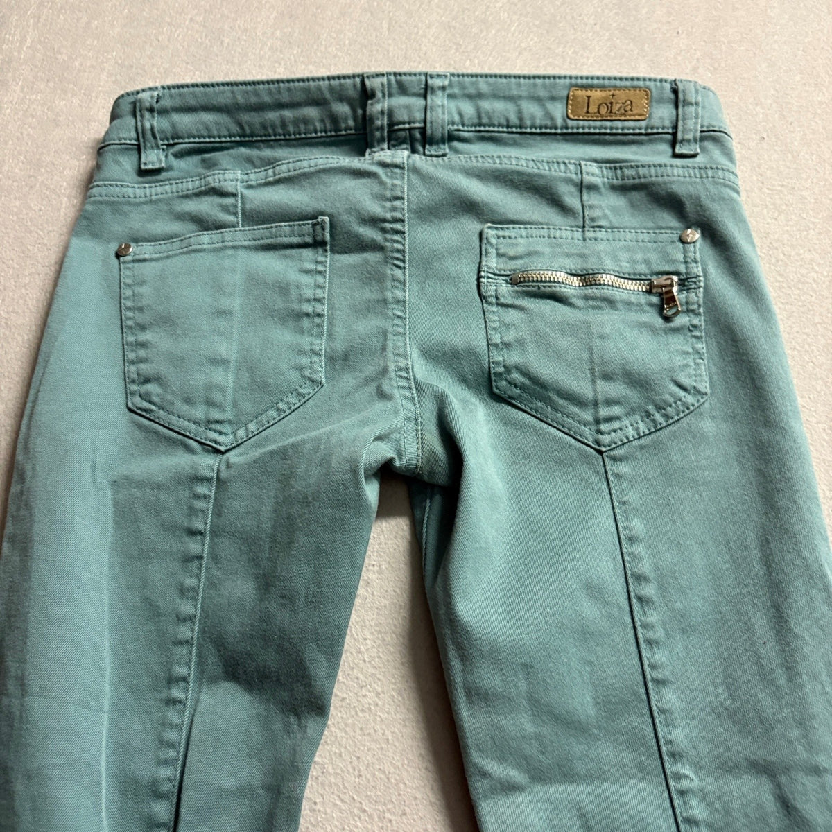 Loiza Patrizia Pepe Skinny Jeans Womens 26 Green Stretch Denim Ankle Zip