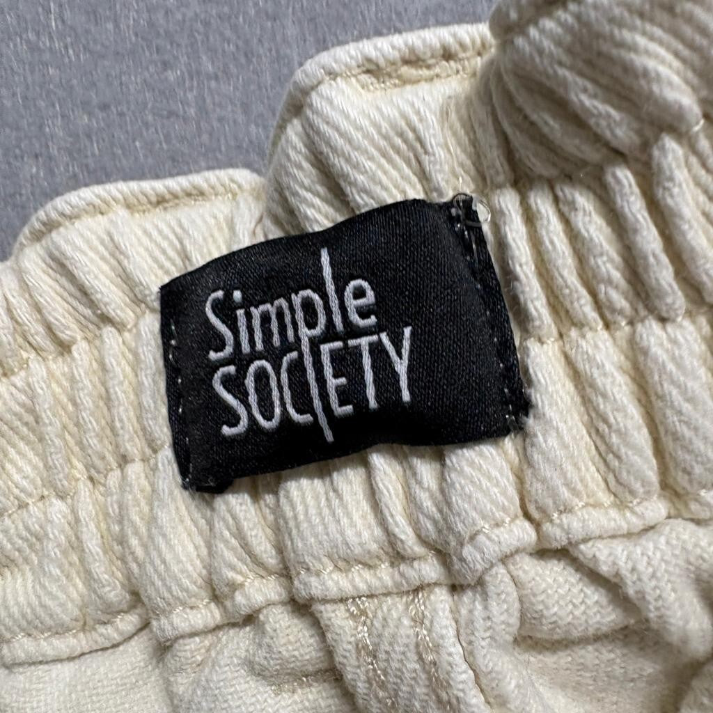 Simple Society Cargo Pants Womens 3/26 Ivory Cream Cotton High Rise Utility
