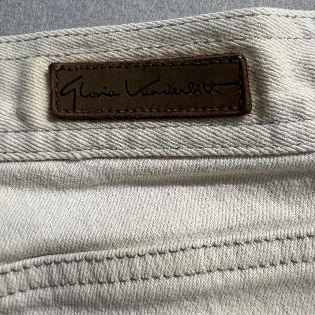 Gloria Vanderbilt Stretch Jeans Womens 10 Petite Beige Denim High Rise Straight