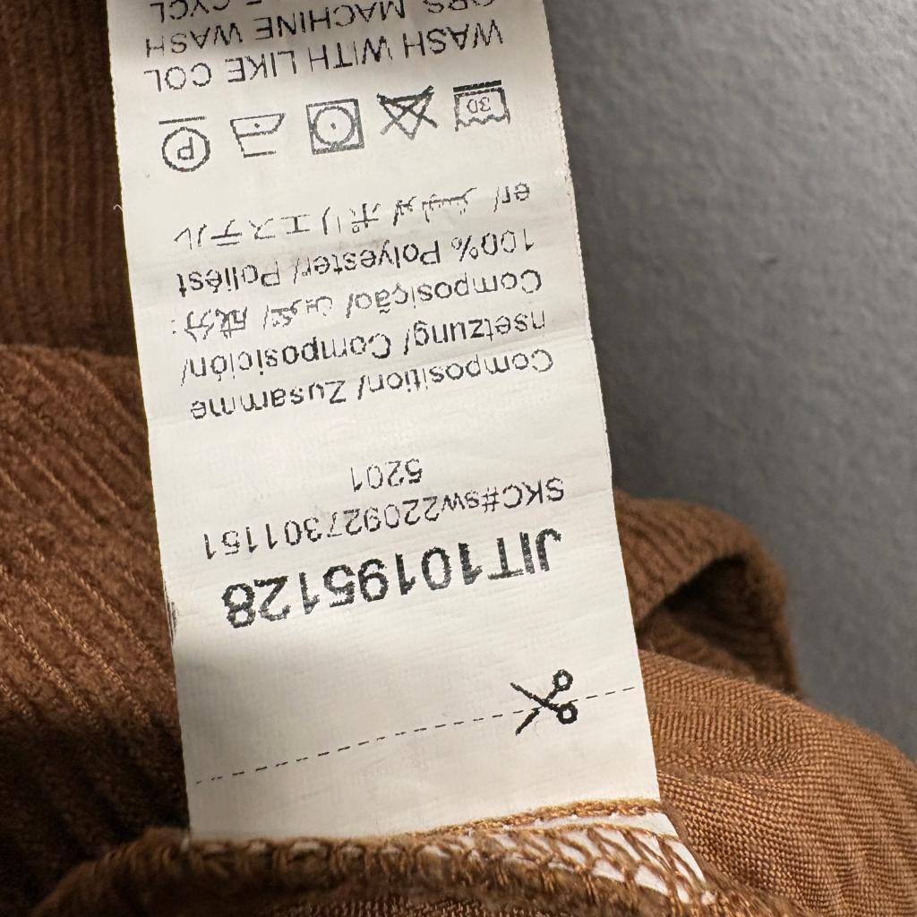 Shein Corduroy Cargo Pants Womens Small Brown Wide Leg High Rise Nds Zipper