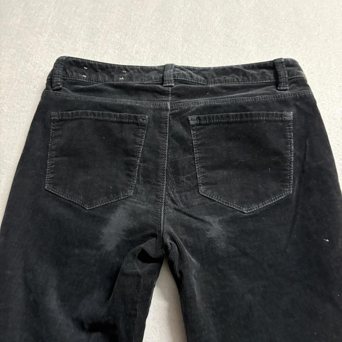 Ann Taylor Signature Corduroy Pants Womens 4P Black Velvet Ribbed Straight Leg