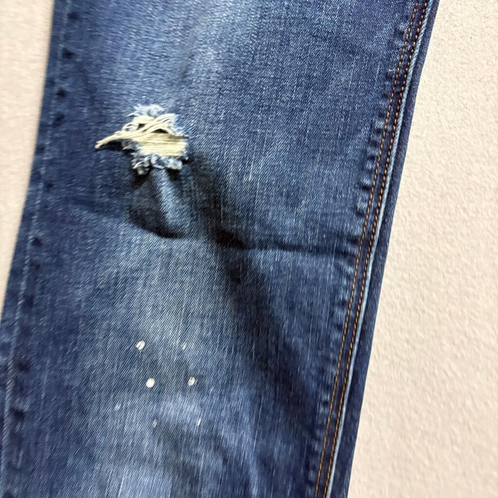 Vero Moda Slim Jeans Womens 30x28 Blue Distressed Paint Splatter Stretch Denim