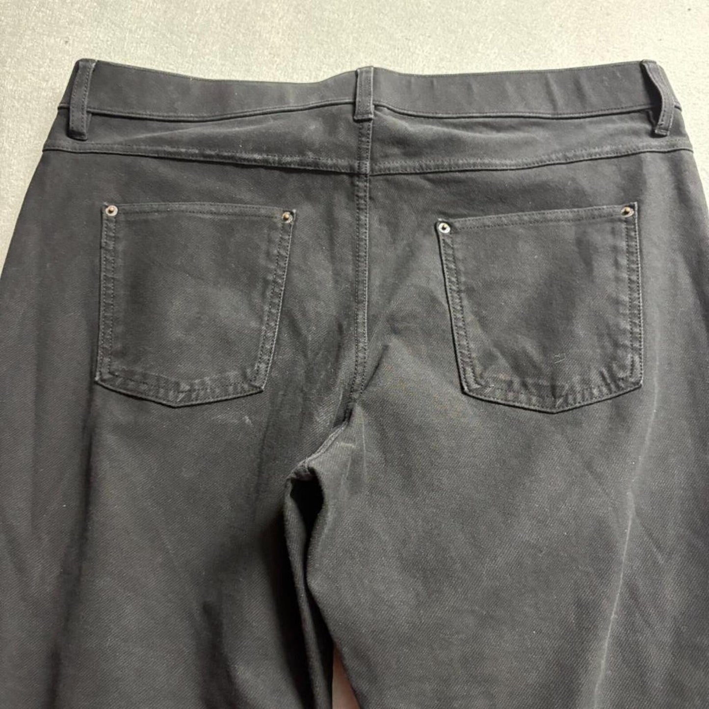 HUE Womens Black Denim Leggings Size XL Cropped Stretch Pull On Pants Style 2334