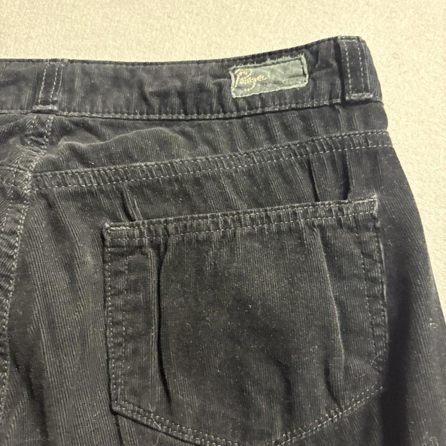 Paige Skyline Straight Corduroy Pants Womens 25 Black Stretch Cord Jeans