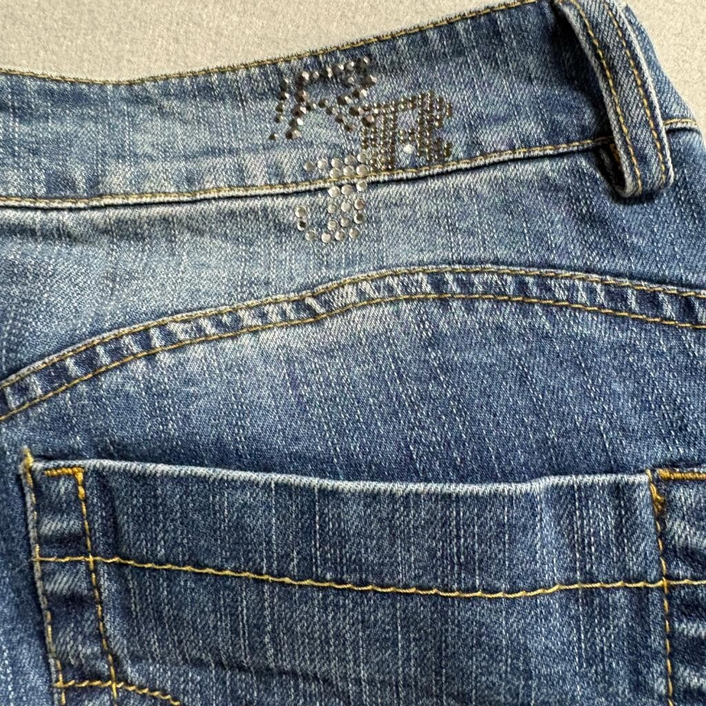 Rinascimento Linea Kitana Jeans Womens 46 Blue Denim Straight Leg Rhinestone IT