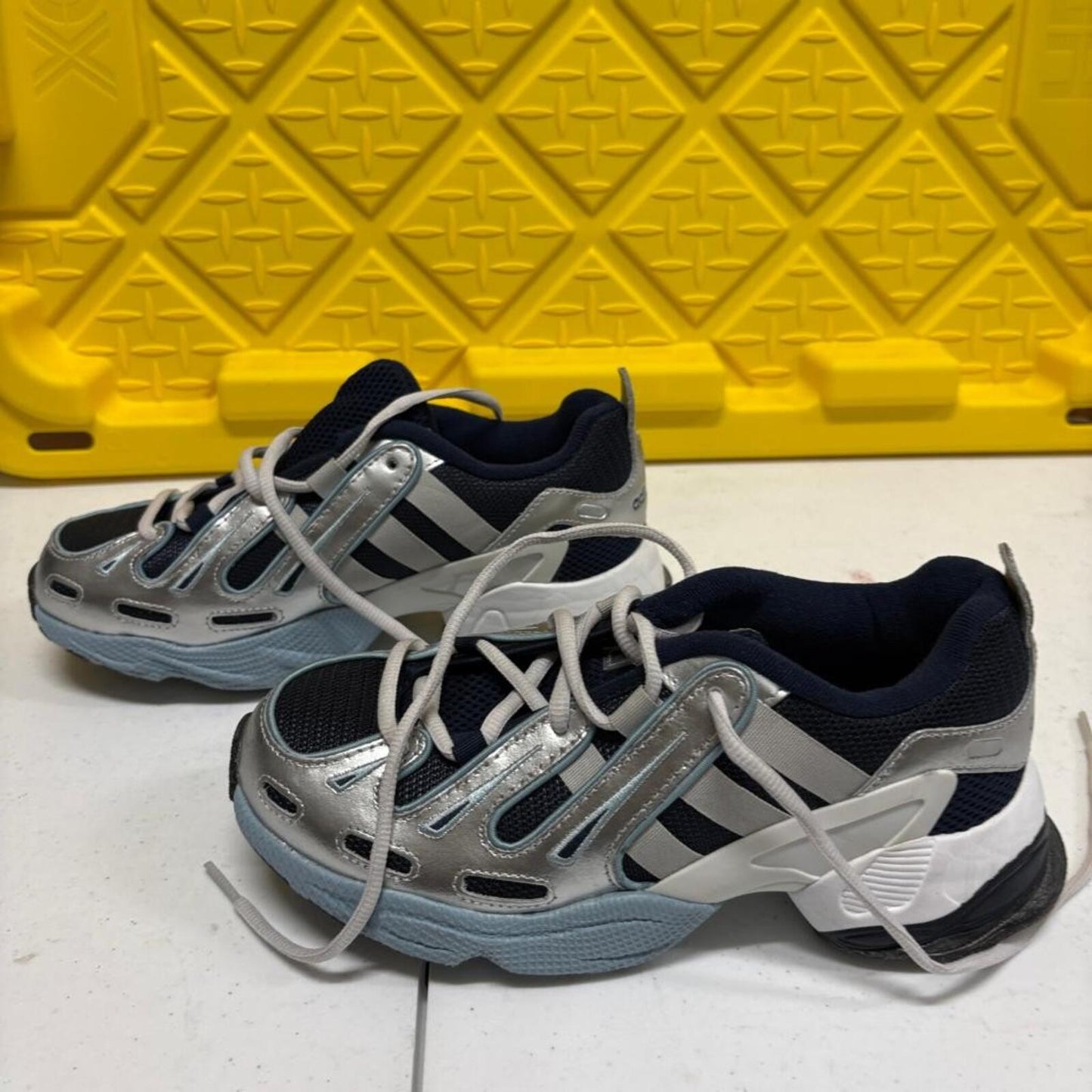 Adidas Equipment Gazelle Navy Silver Metallic Mens Size 5 Running Shoes EE7746