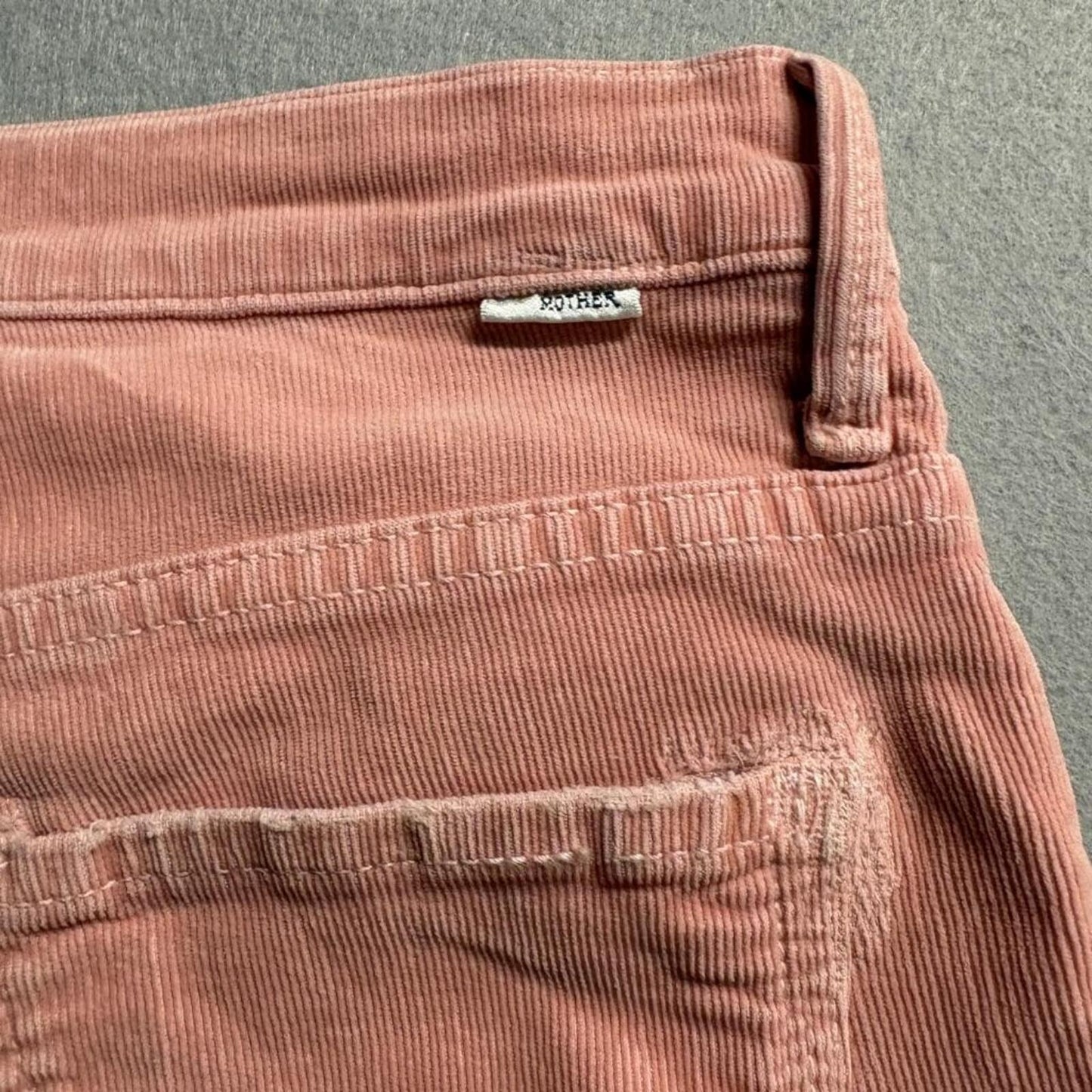 Mother Insider Crop Step Fray Corduroy Pants Womens 24 Pink Eraser Raw Hem
