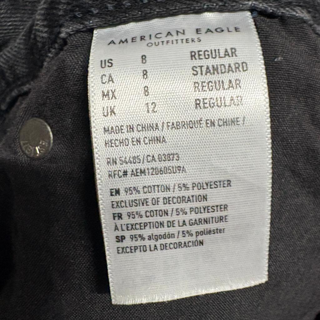 American Eagle Tomgirl Slim Jeans Womens Size 8 Gray Denim Button Fly Stretch