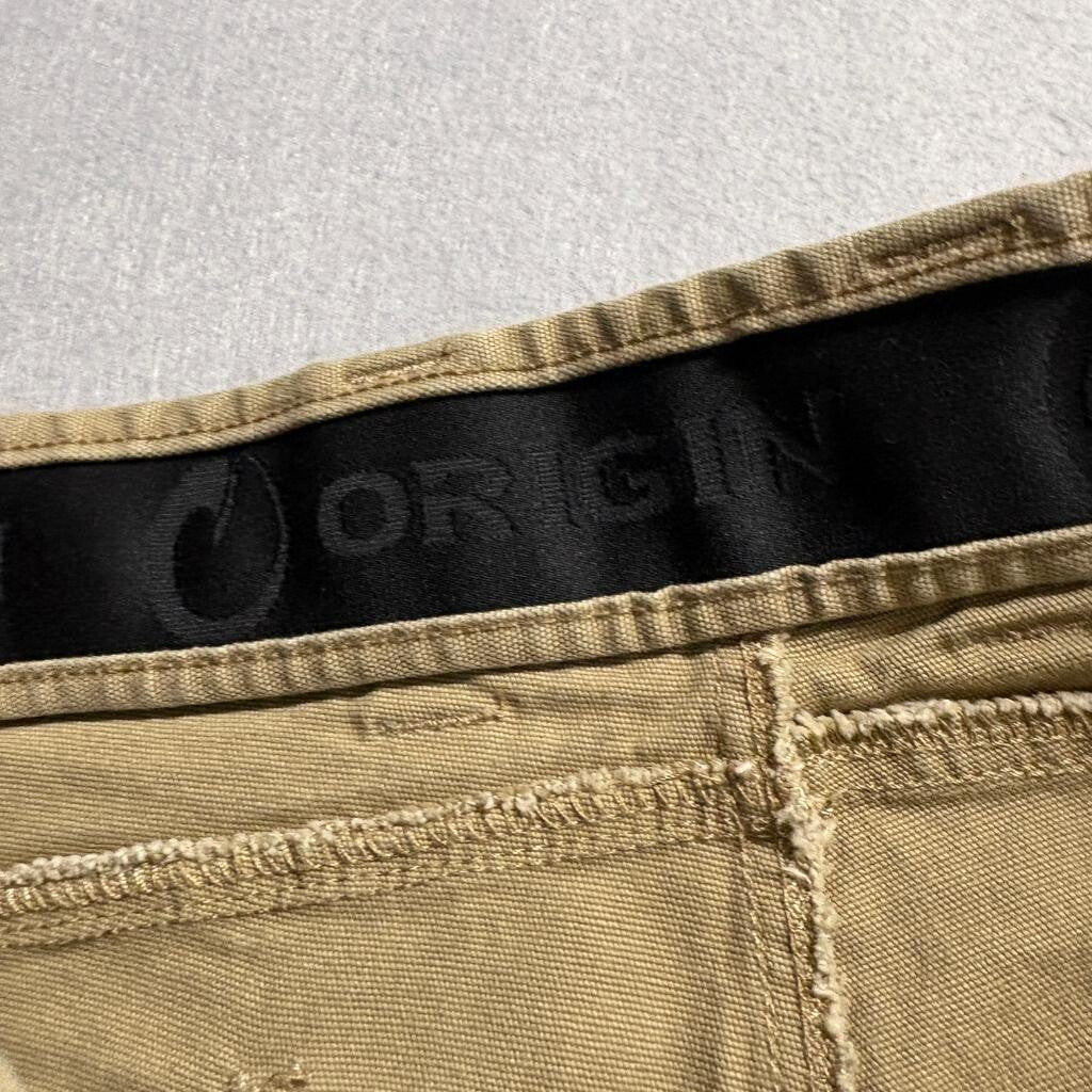 Origin USA Mens Tapered Pants 34x32 Tan Brown Cotton Stretch Canvas Workwear