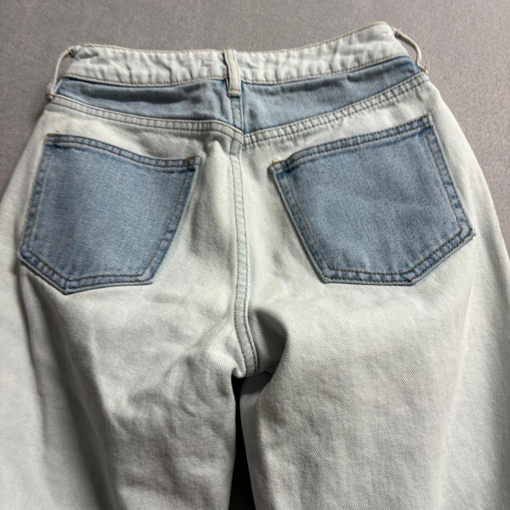 PacSun Colorblock Mom Jeans Womens 23 Blue Light Wash Denim High Rise Patchwork