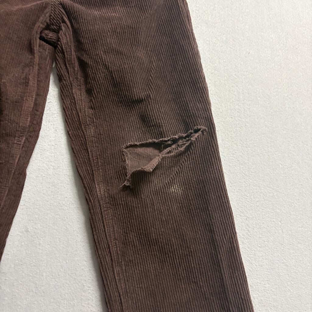 Empyre Relax Corduroy Pants Mens 28 Brown Skate Y2K Distressed Ripped
