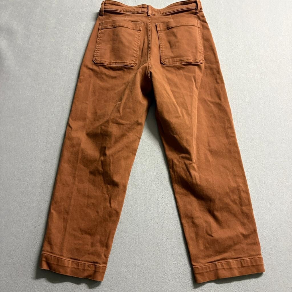 Everlane The Straight Leg Crop Pants Womens 10 Brown Rust High Rise Utility