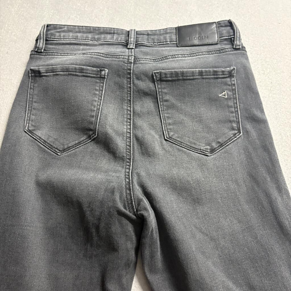 Hidden Jeans Los Angeles Womens 28 Black High Rise Button Fly Raw Hem Flare