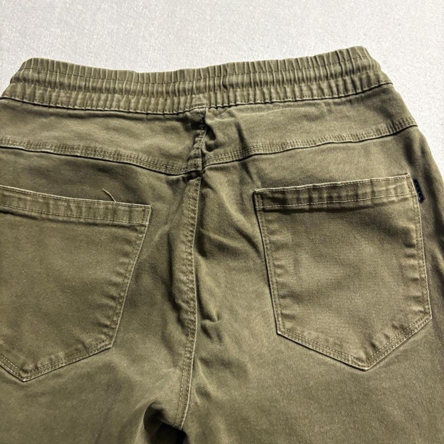 Bershka Jogger Pants Womens Small Green Cotton Stretch Elastic Waist Cargo Style