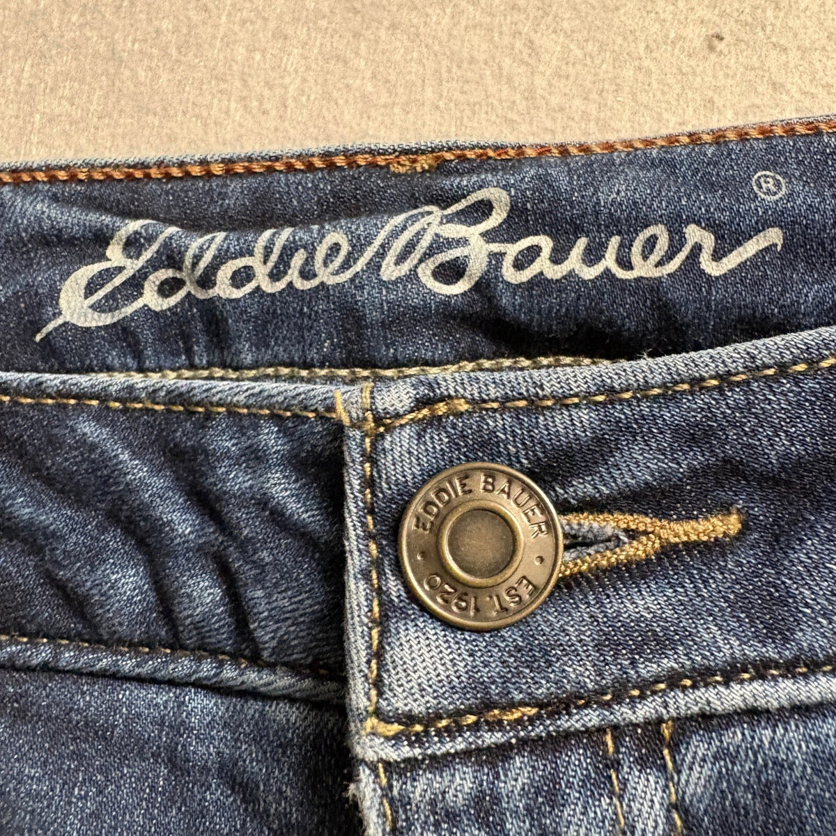 Eddie Bauer Slightly Curvy High Rise Slim Straight Jeans Womens 12 Dark Wash