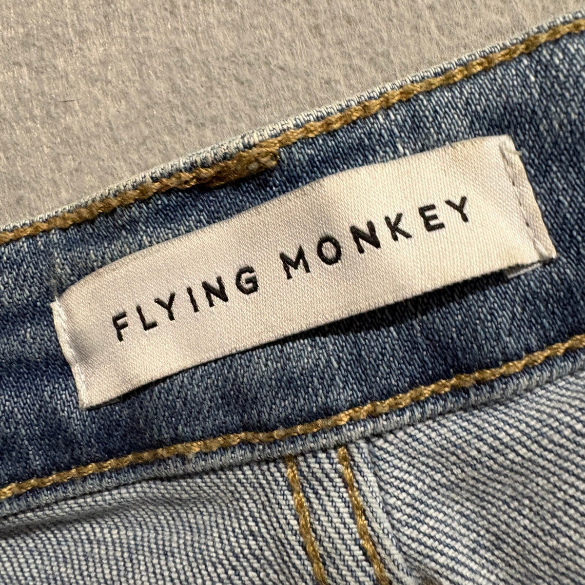 Flying Monkey High Rise Straight Leg Jeans Womens Size 26 Blue Raw Hem Stretch