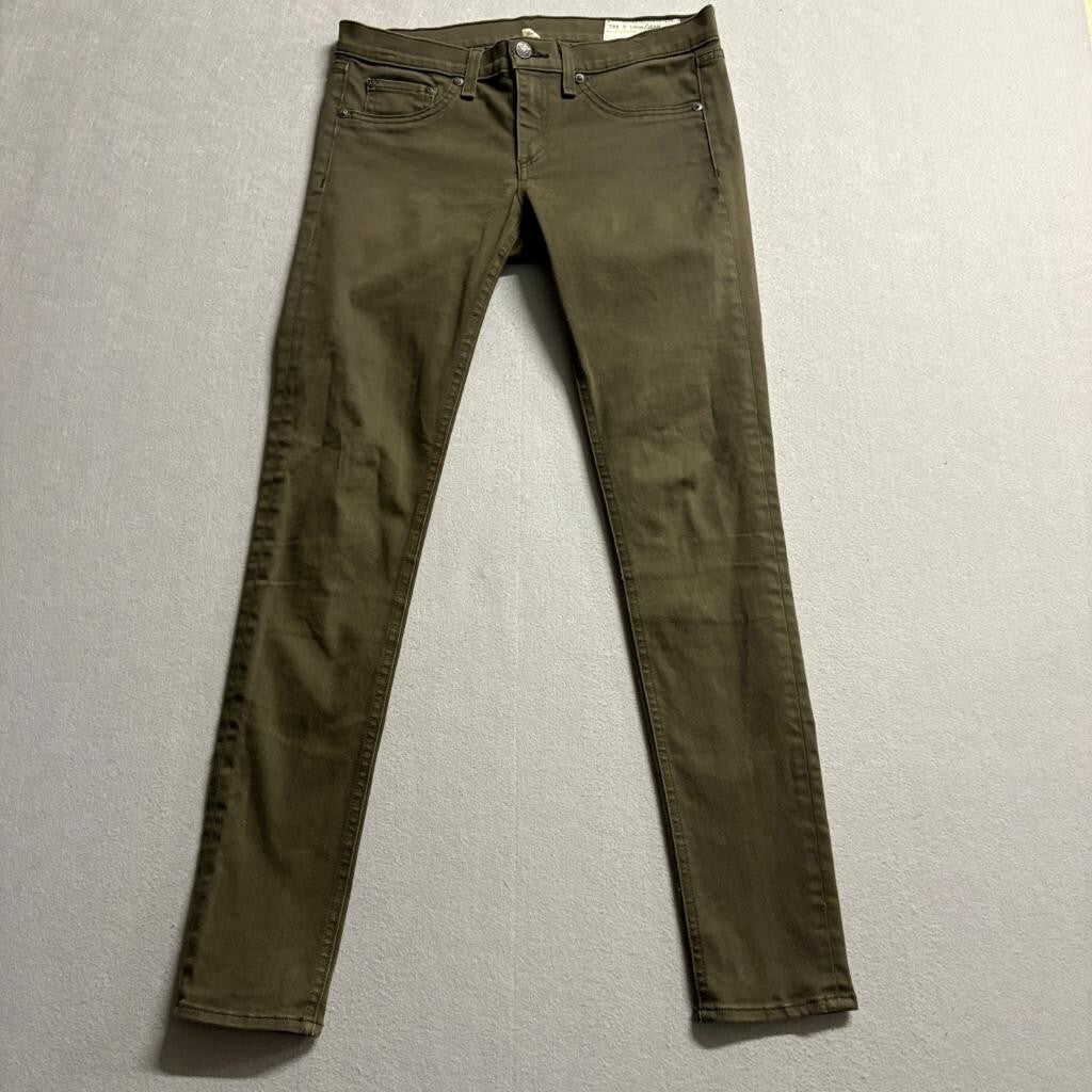 Rag & Bone Jean Legging Army Sateen Olive Green Skinny Jeans Womens Size 28