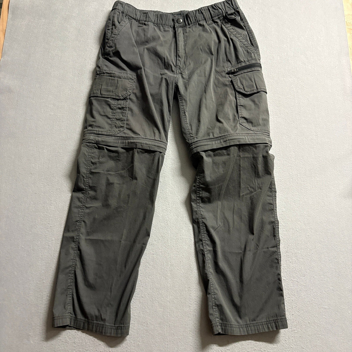 BC Clothing Convertible Cargo Pants Mens Large L x 34 Gray Convertible Shorts