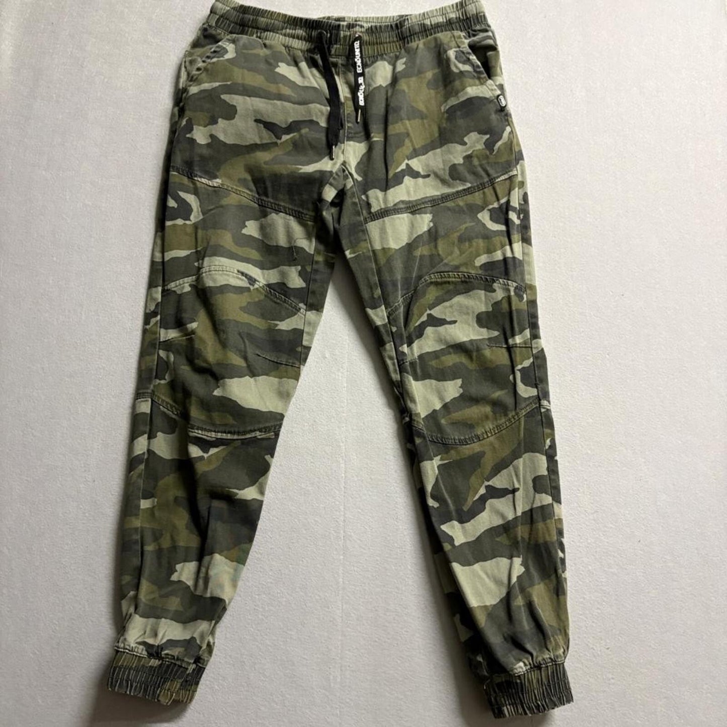 Ecko Unltd Mens Large Camo Jogger Pants Green Camouflage Elastic Waist Cotton