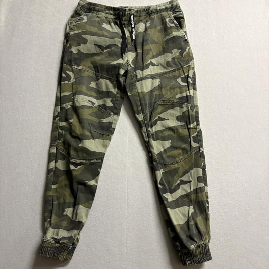 Ecko Unltd Mens Large Camo Jogger Pants Green Camouflage Elastic Waist Cotton