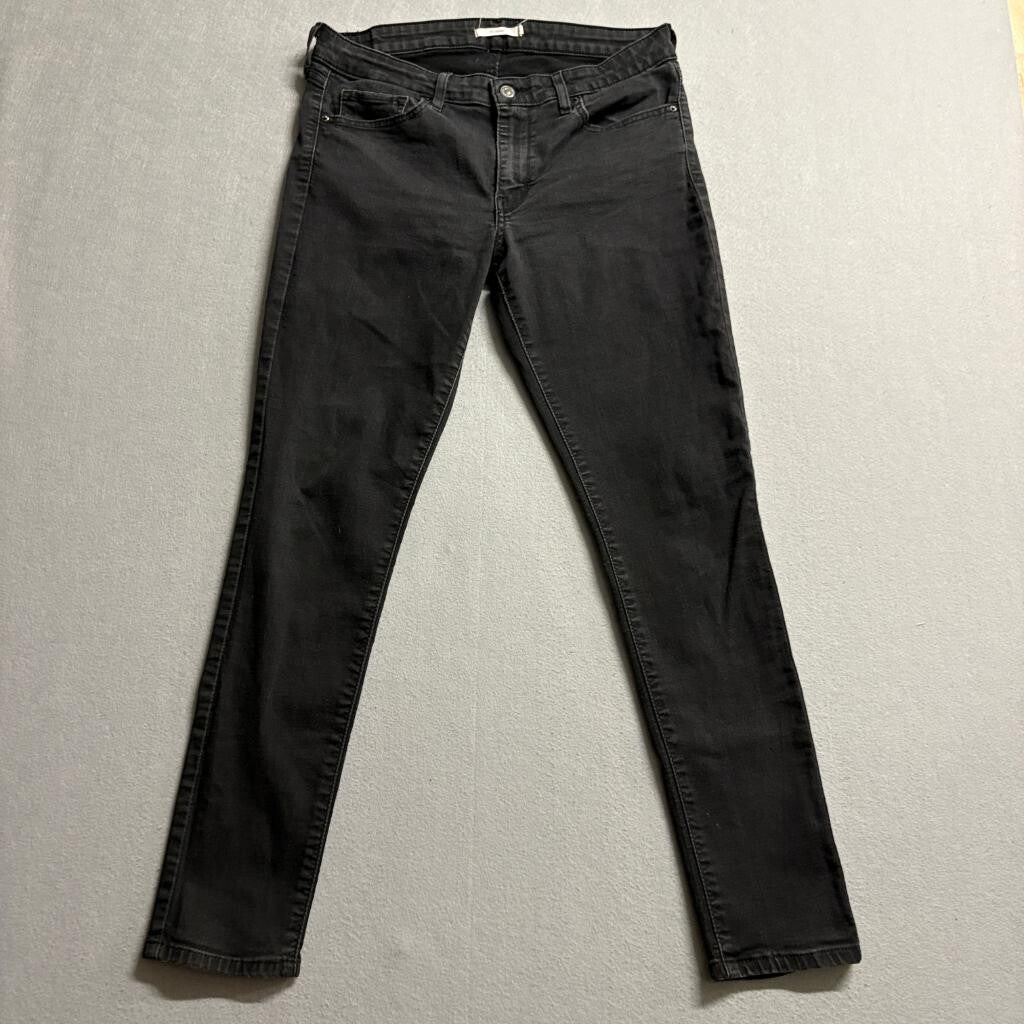 Levis 711 Skinny Jeans Womens W31 L30 Black Denim Stretch Pants