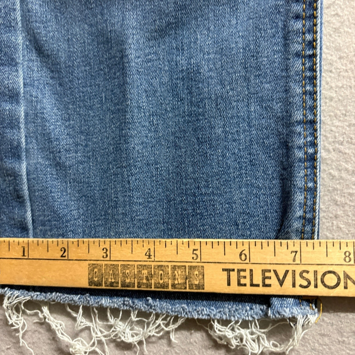 OAT New York Straight Leg Jeans Size 0 25 Blue High Rise Raw Hem Stretch Denim - Photo 7