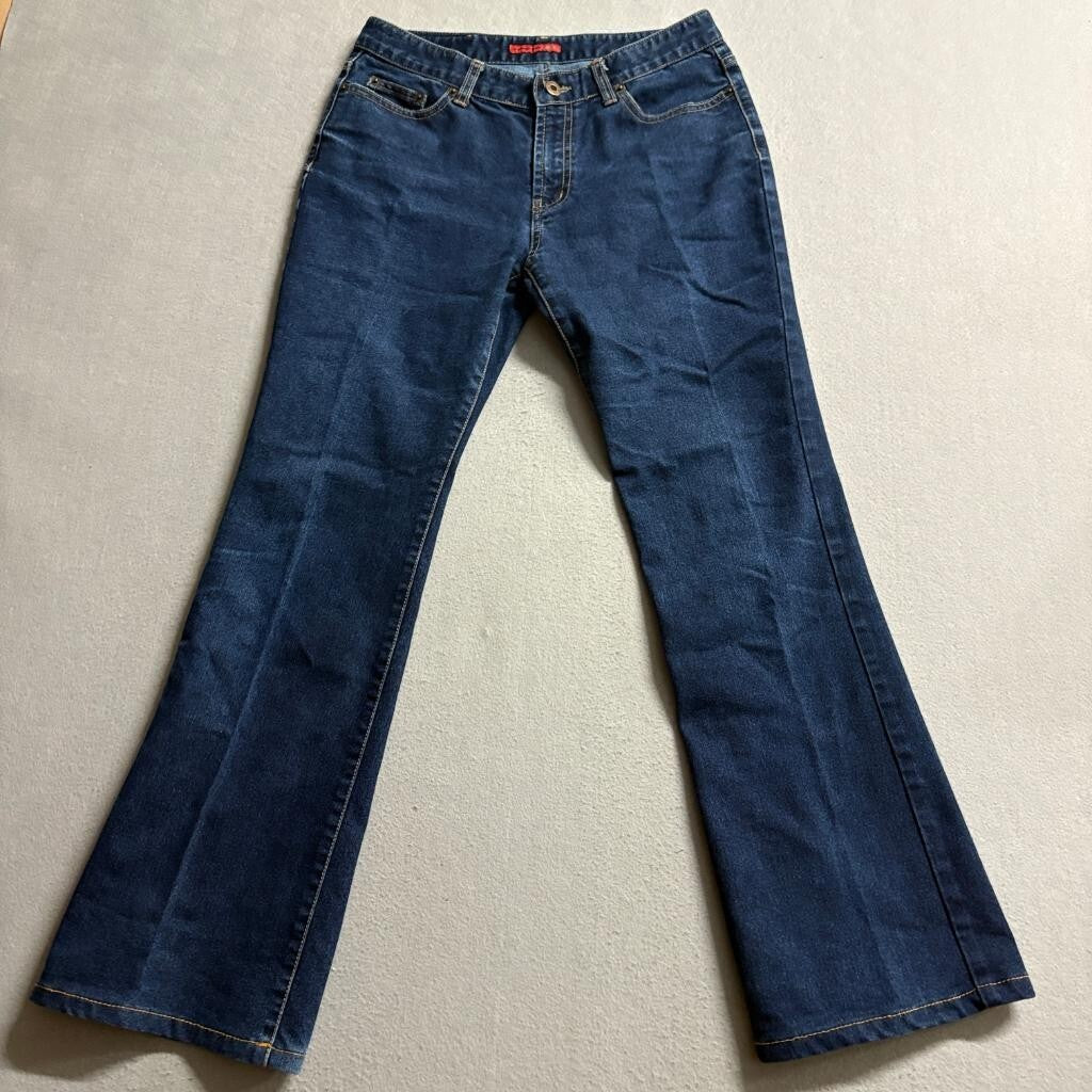 L.A. Baggy Jeans Womens Size 28 Dark Wash Flare Leg Denim Blue Jeans