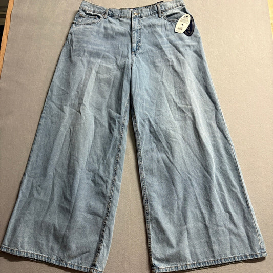 Scoop Womens Baggy Wide Leg Jeans Size 16 Vintage Drape Denim Light Wash New