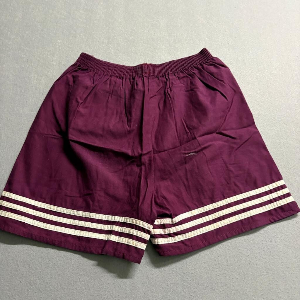 Vintage Key Elements Mens Large Maroon Athletic Shorts Made in USA 3 Stripe