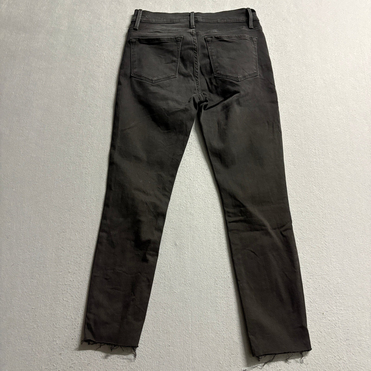 FRAME Le Skinny De Jeanne Jeans Womens 25 Black Raw Raw Hem Ankle Denim Stretch