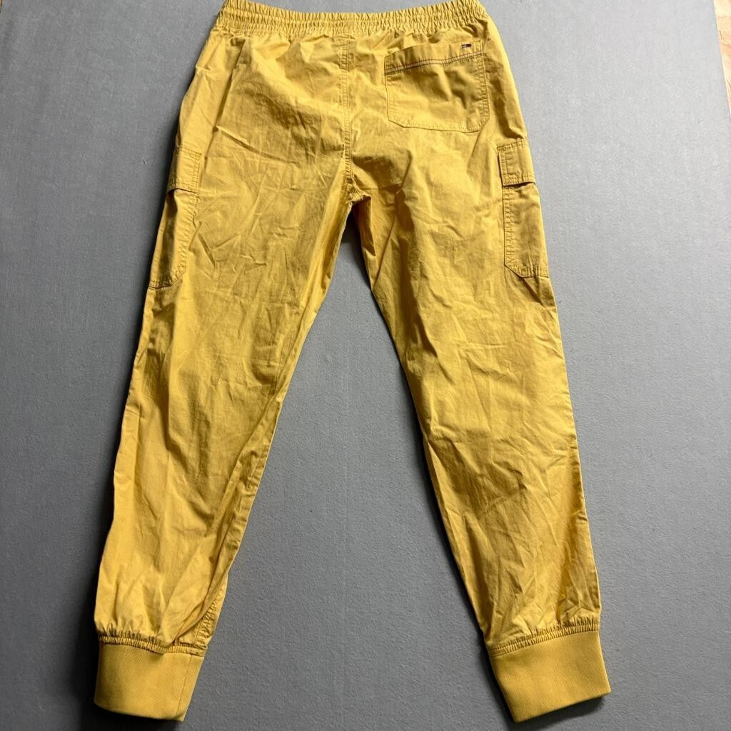 Tommy Jeans Womens Cargo Jogger Pants Medium Yellow Cotton Drawstring Utility