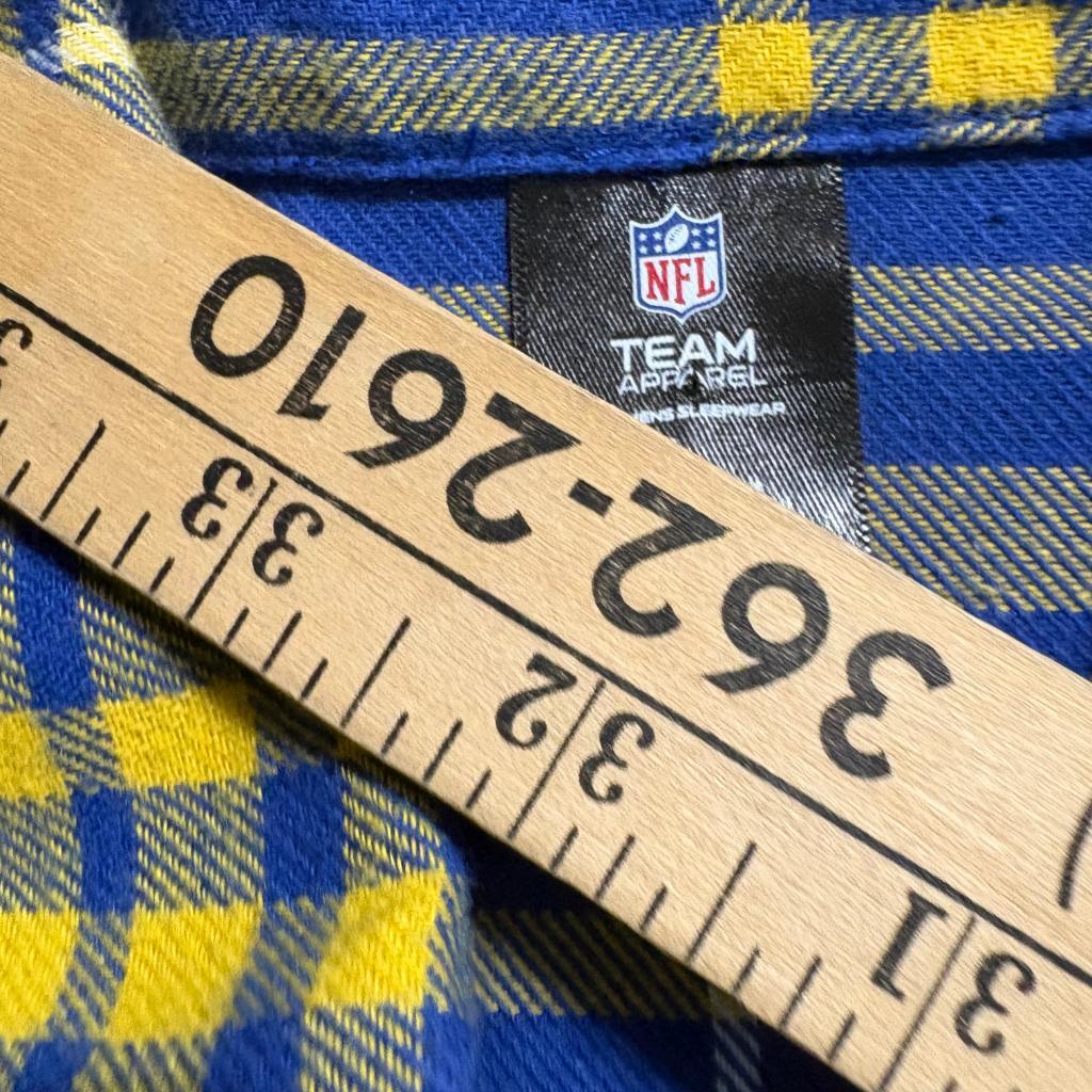 Los Angeles Rams NFL Team Apparel Womens Flannel Sleepwear Shirt Large Blue