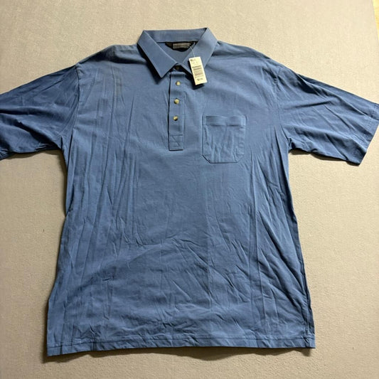 Knightsbridge Polo Shirt Mens XL Blue Cotton Blend Short Sleeve Pocket Kmart NWT