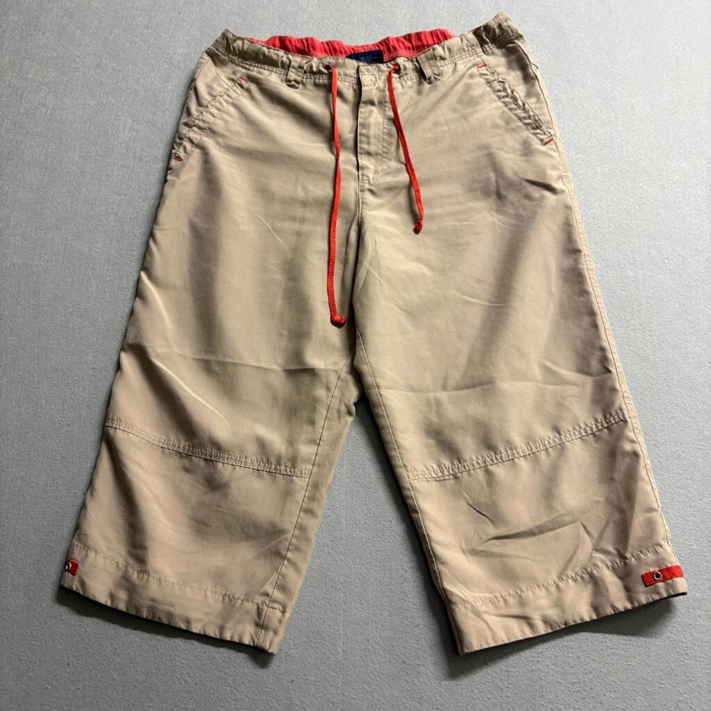 Catalina Mens Small Pueblo Khaki 3/4 Cargo Capri Board Shorts Drawstring