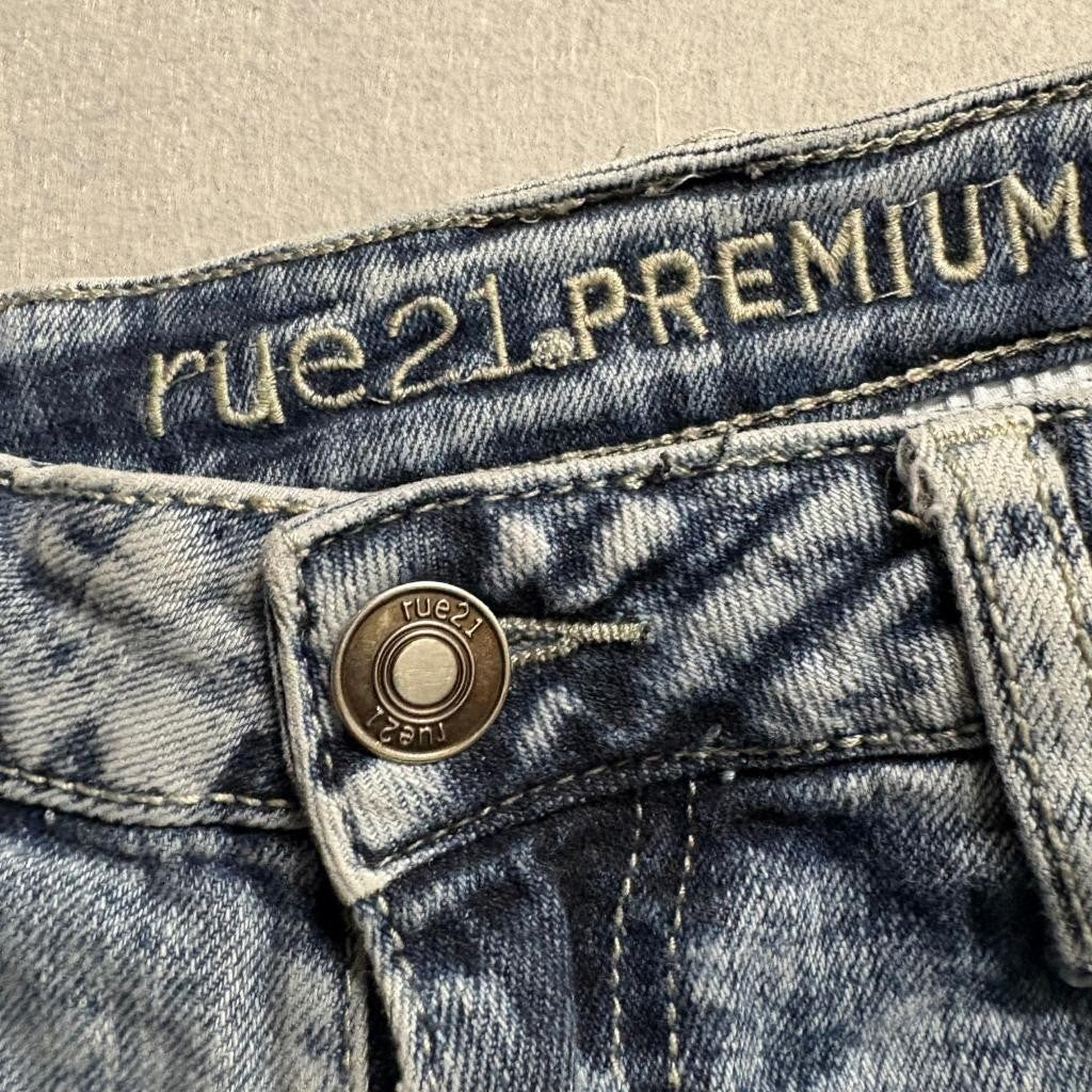 Rue21 Premium Biker Jeans Mens 28x30 Blue Acid Wash Moto Skinny Supreme Flex