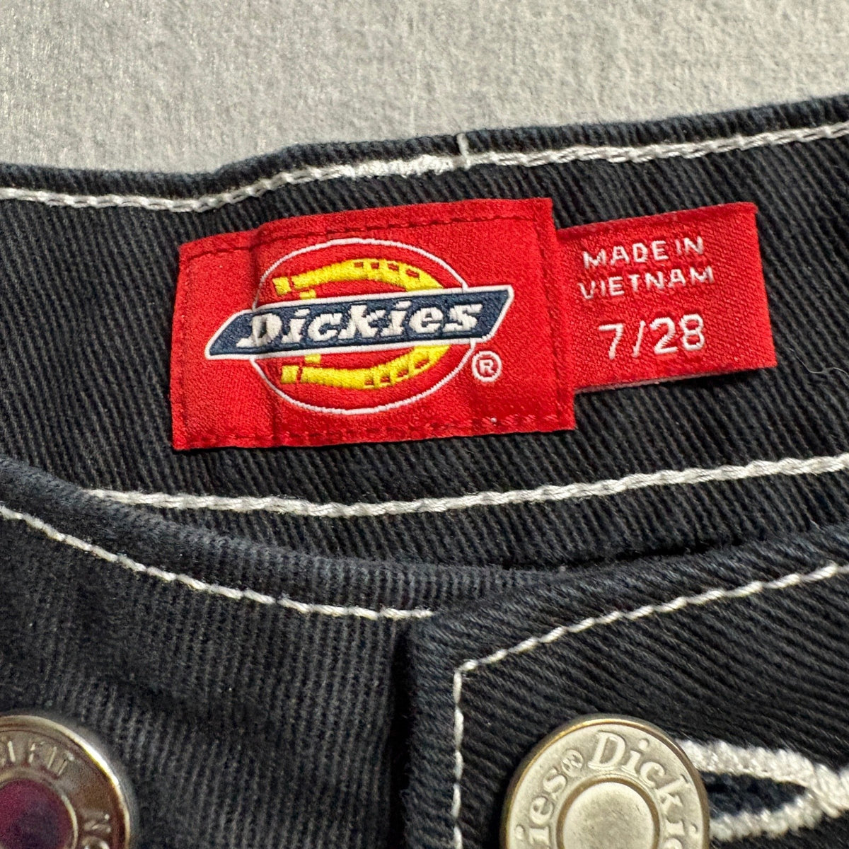 Dickies Girl Work Pants Size 7/28 Black Contrast Stitch Utility Carpenter Y2K