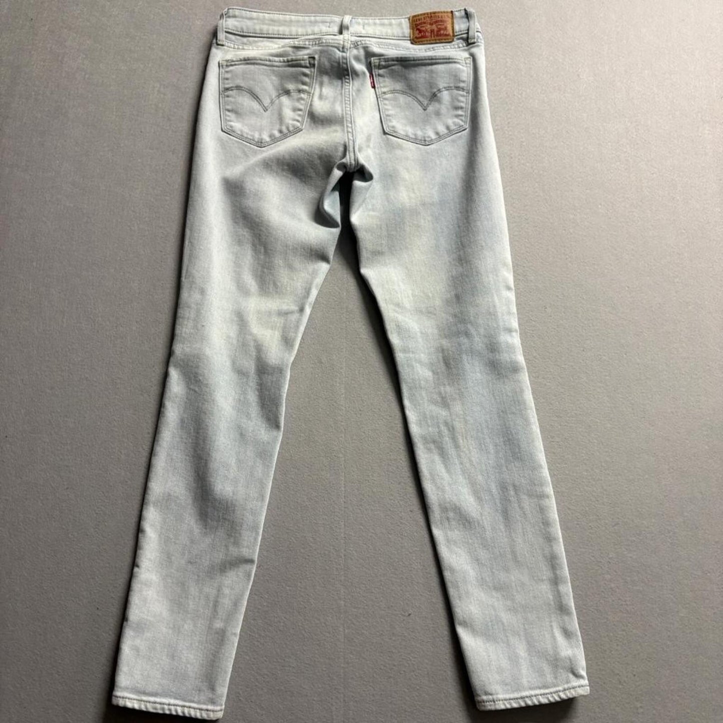 Levis 711 Skinny Jeans Womens 27x30 Light Wash Distressed Floral Patch Denim