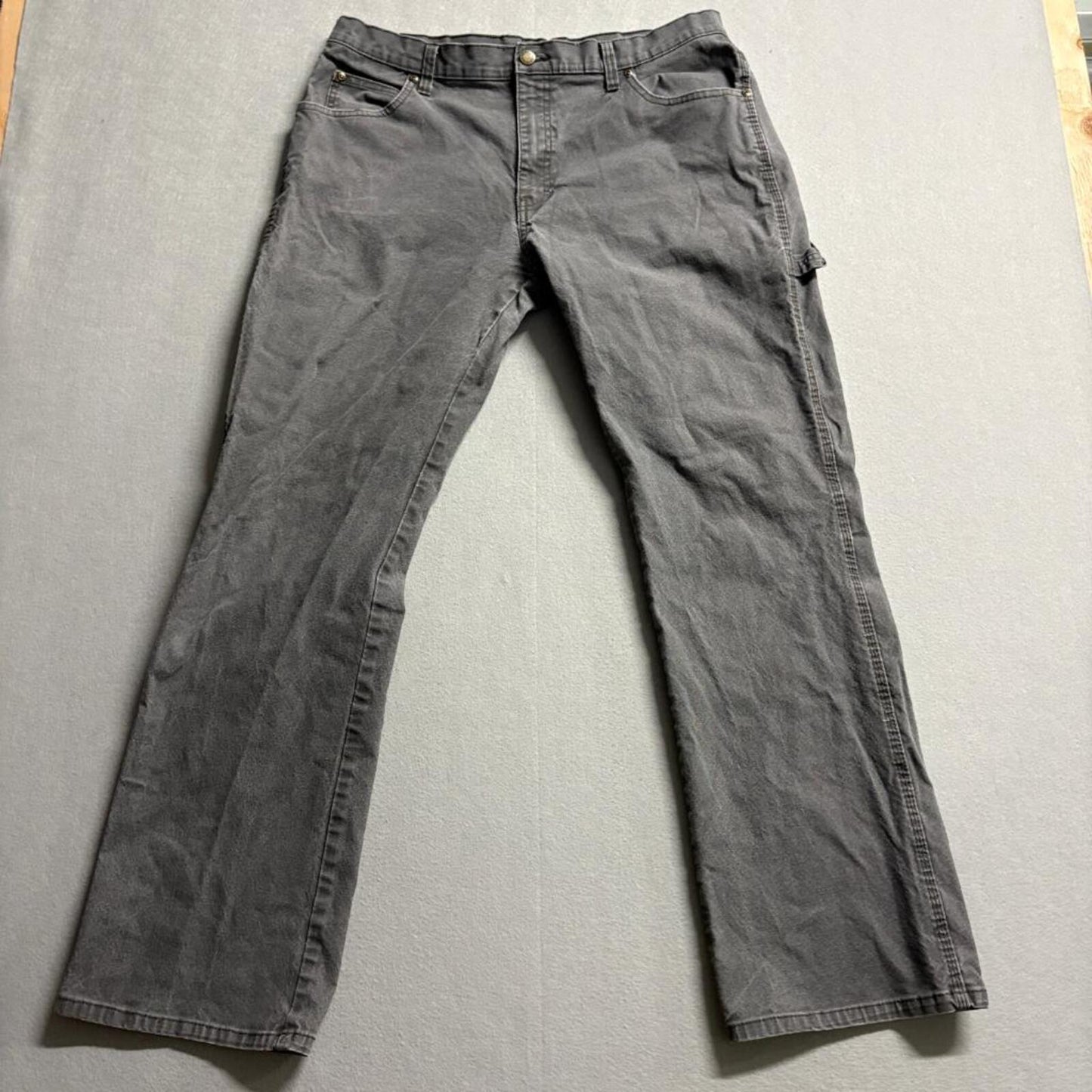 Genuine Dickies Mens Carpenter Pants 34x32 Gray Canvas Utility Workwear