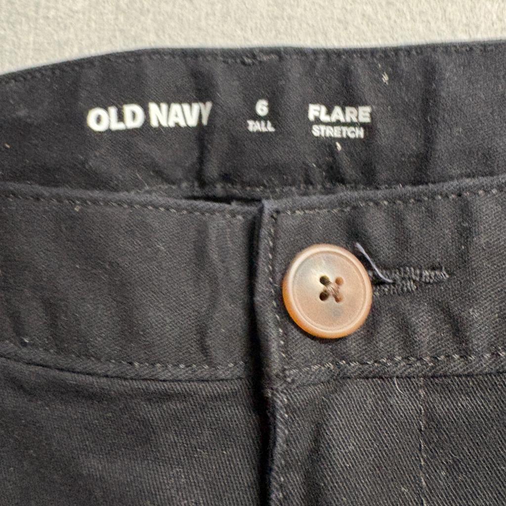 Old Navy Pixie Flare Pants Womens 6 Tall Black Stretch Cotton Blend Chino