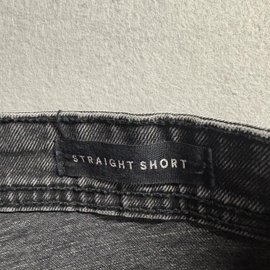 Cotton On Mens 30 Distressed Denim Shorts Black Gray Raw Hem Straight Cut