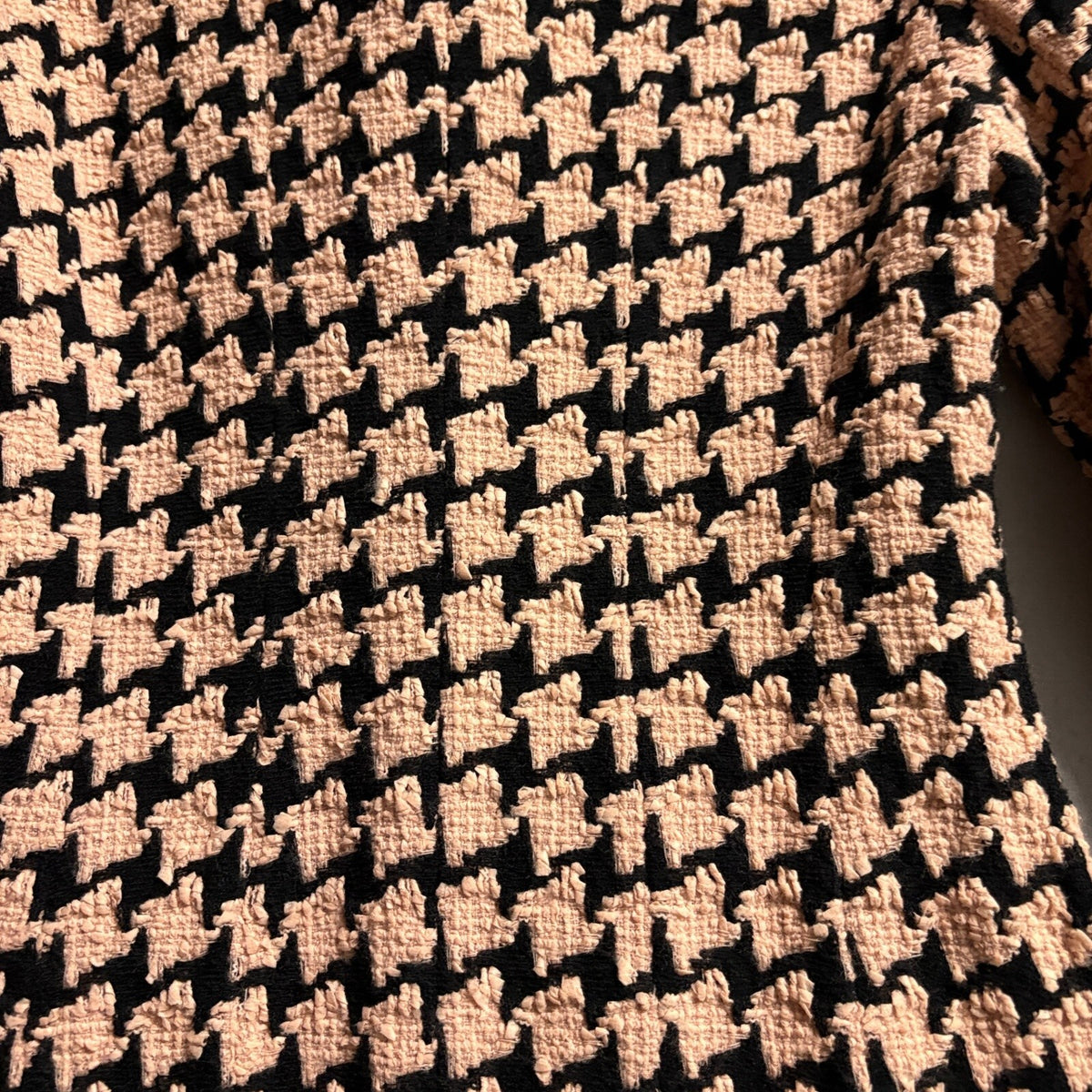 St Robe Sanyo Vintage Wool Blend Houndstooth Jacket Pink Black Tweed Coat Size