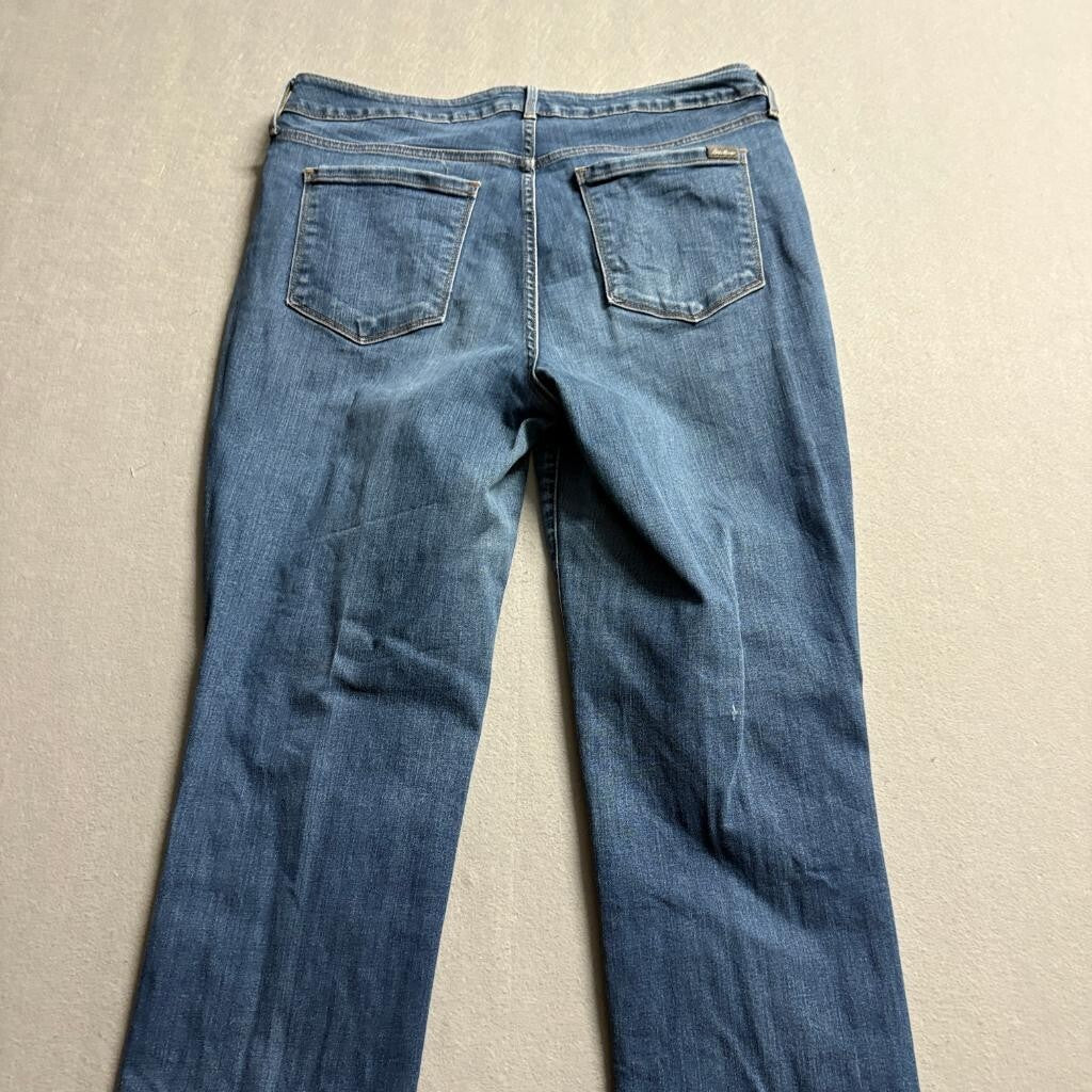 Eddie Bauer Curvy Straight Jeans Womens 12 Blue Denim Stretch Medium Wash