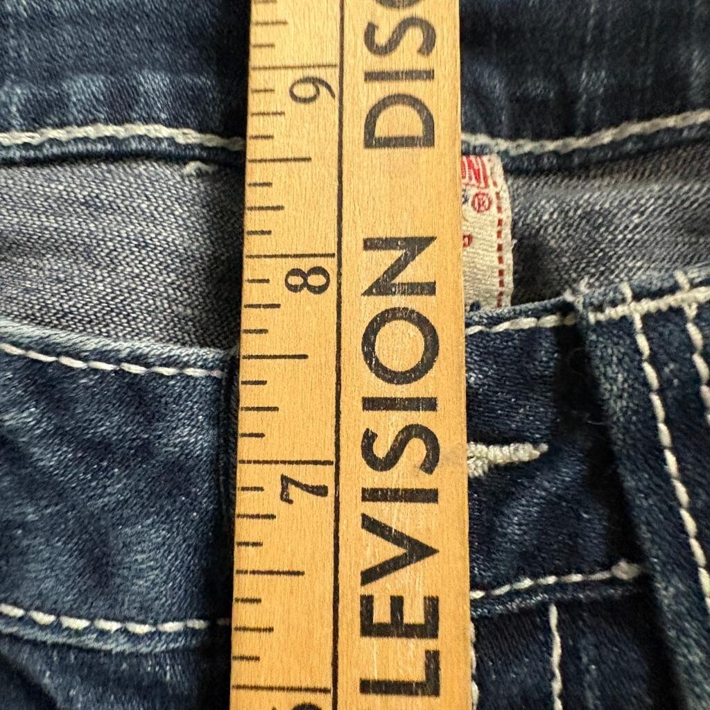 True Religion Johnny Jeans Womens 30 Blue Denim Bootcut Low Rise Thick Stitch