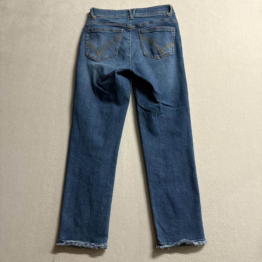 Democracy Ab Technology Crop Straight Jeans Womens Size 2 Blue Denim Fray Hem