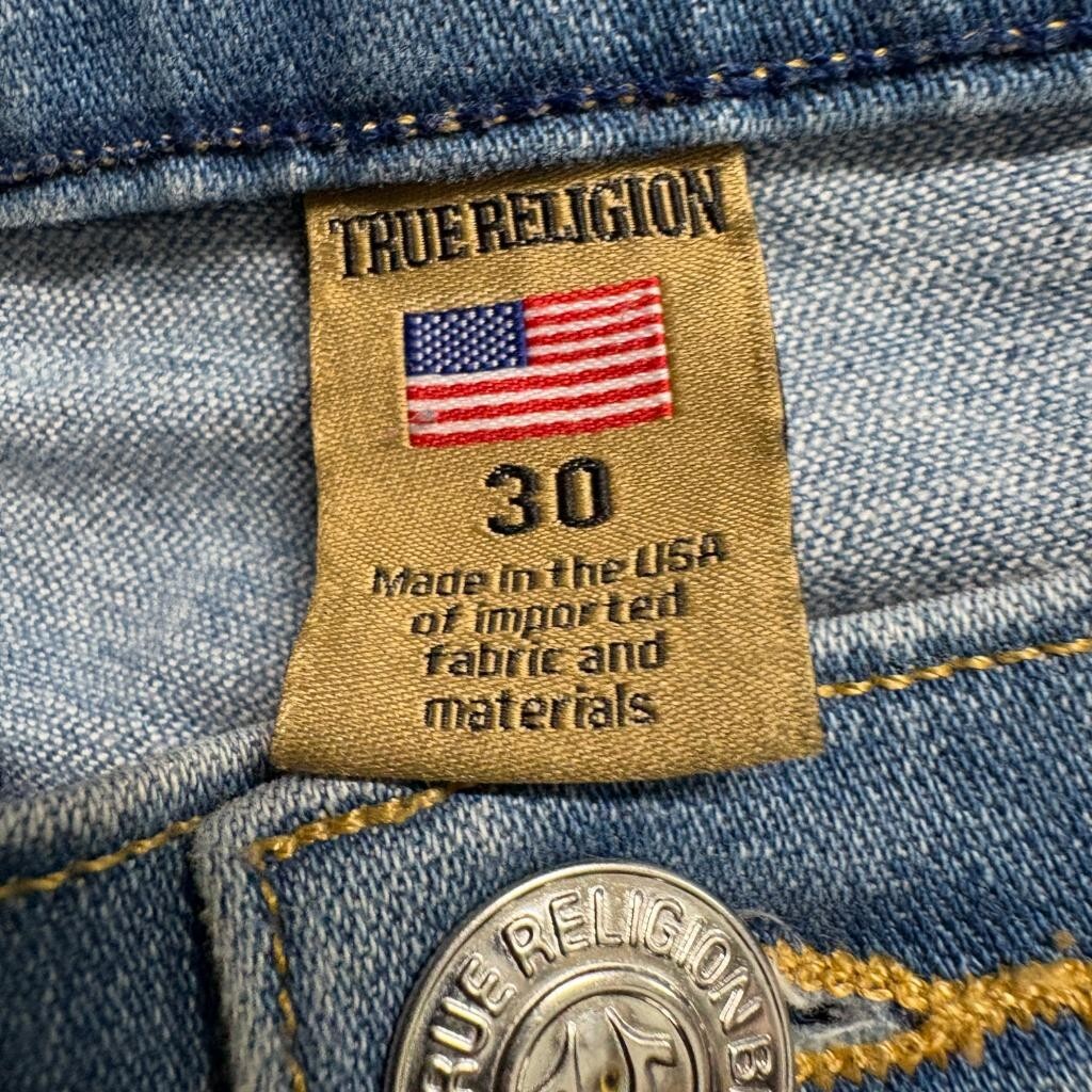 True Religion Audrey Slim Boyfriend Jeans Womens Size 30 Blue Denim Stretch USA