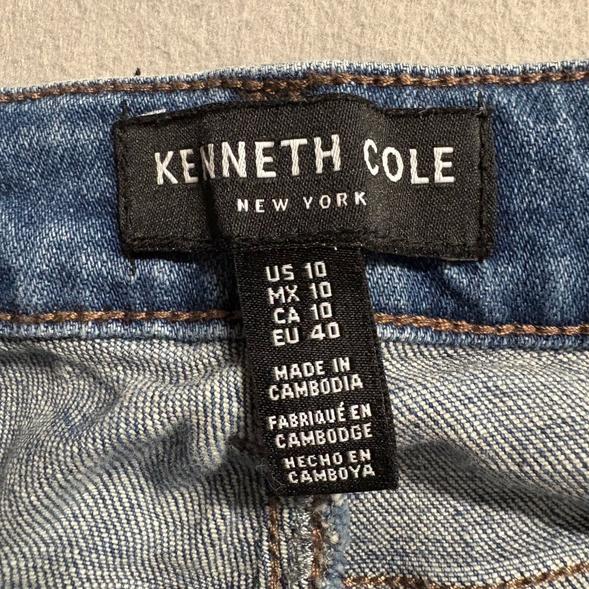 Kenneth Cole New York Jeans Womens 10 Blue Denim High Rise Exposed Button Fly